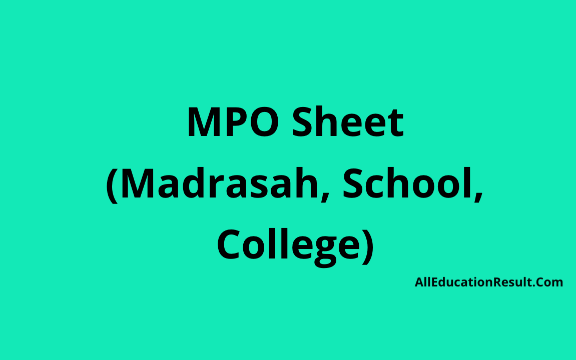 MPO Sheet 2024 PDF Download (Madrasah, School, College) All Education